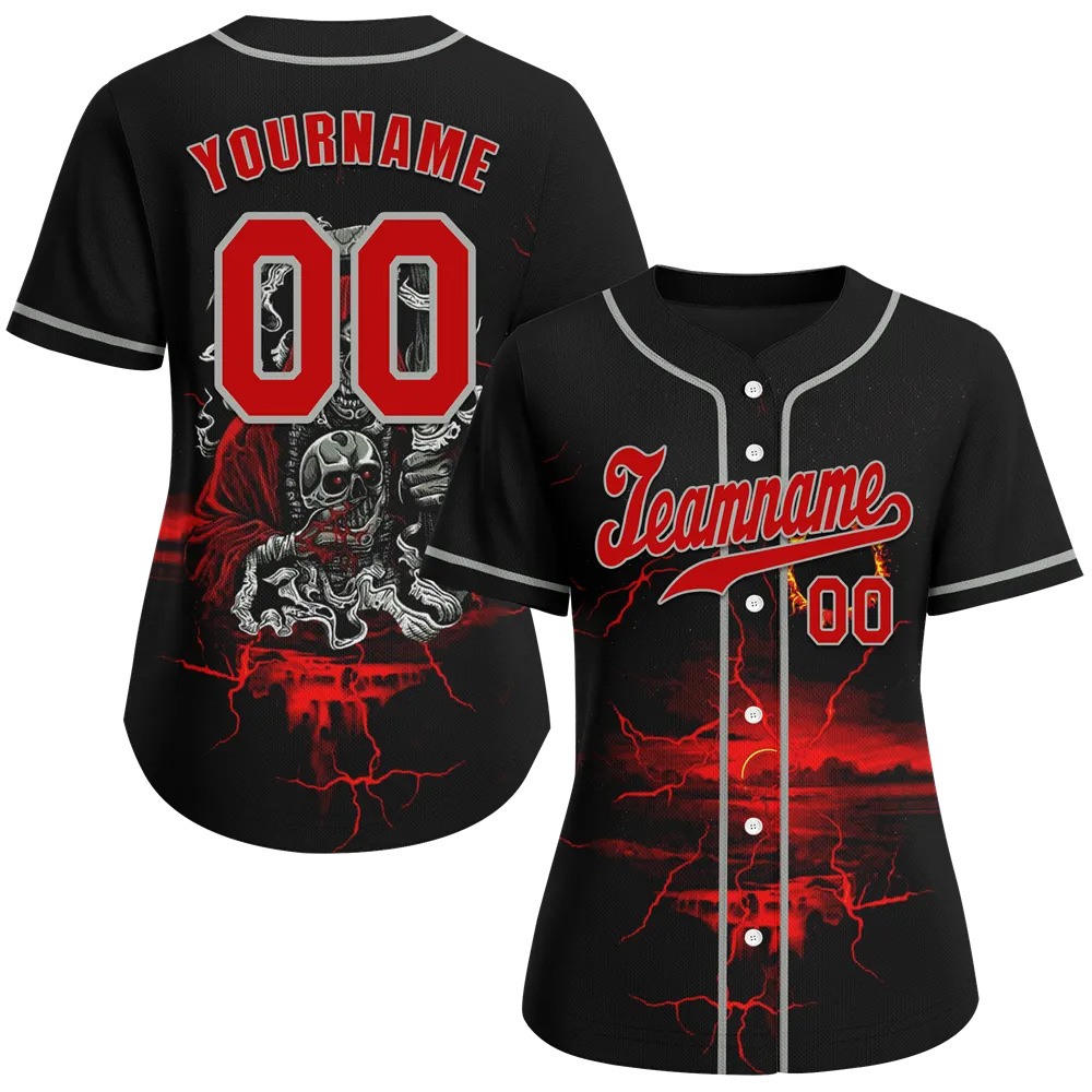 Custom Black Red Skull Fashion Red Authentic Baseball Jersey BSBJ0a-bc0fb9a