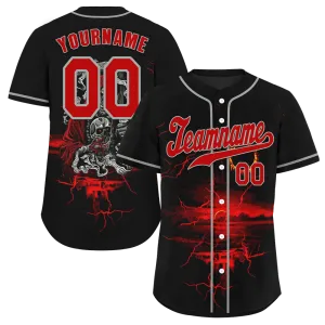Custom Black Red Skull Fashion Red Authentic Baseball Jersey BSBJ0a-bc0fb9a