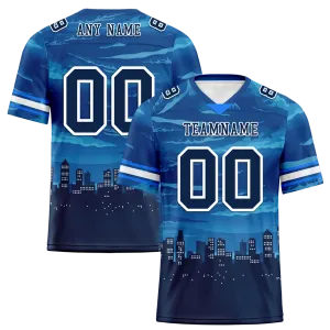 Custom Blue Graffiti Pattern Black Personalized Authentic Football Jersey FBJ02-bc0fada