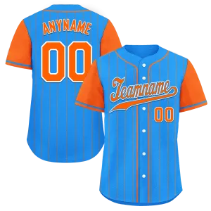 Custom Blue Orange Stripe Fashion Personalized Authentic Baseball Jersey BSBJ01-D017211