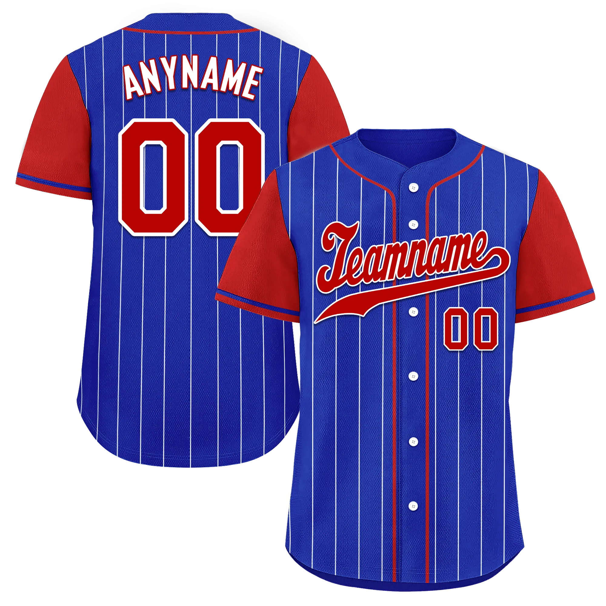 Custom Blue Red Stripe Fashion Personalized Authentic Baseball Jersey BSBJ01-D017215