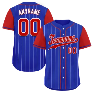 Custom Blue Red Stripe Fashion Personalized Authentic Baseball Jersey BSBJ01-D017215