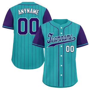 Custom Cyan Purple Stripe Fashion Personalized Authentic Baseball Jersey BSBJ01-D017247