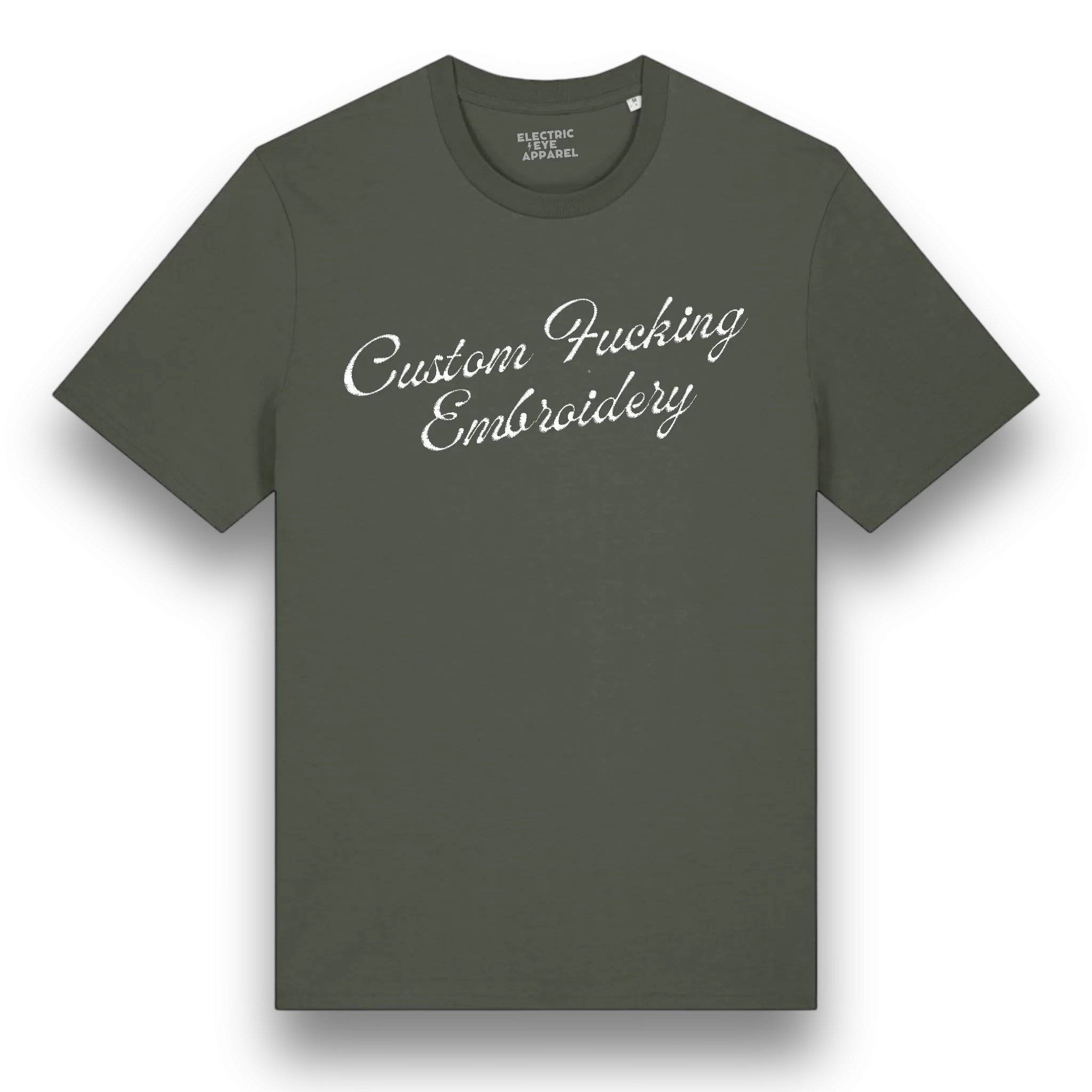 Custom Fucking Embroidery - choose your own name embroidered on a premium organic iconic men's 'Rocker' t-shirt - custom thread colour