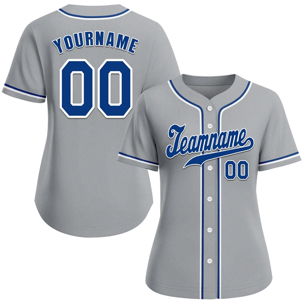 Custom Grey Classic Style Blue Authentic Baseball Jersey