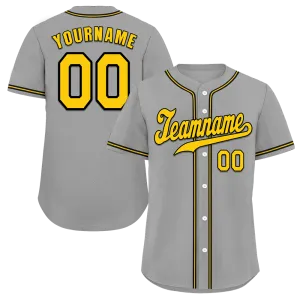 Custom Grey Classic Style Orange Authentic Baseball Jersey
