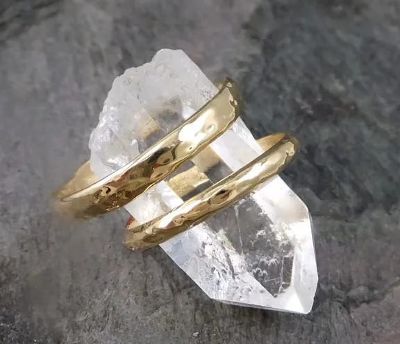 Custom pair Men's 4mm (3mm shown) and Women's 2mm Wedding bands set 14k gold textured wedding rings Recycled gold cBands4_2