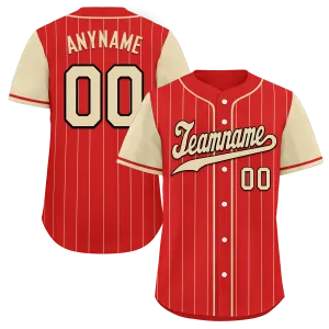 Custom Red Yellow Stripe Fashion Personalized Authentic Baseball Jersey BSBJ01-D017236