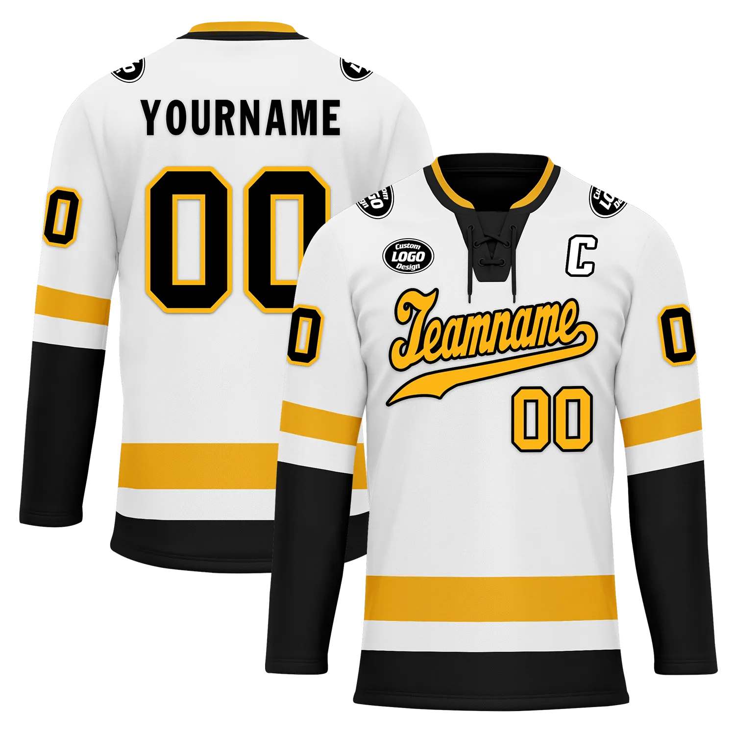 Custom White Black Personalized Hockey Jersey HCKJ01-D0a70a0