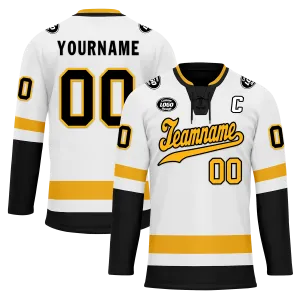 Custom White Black Personalized Hockey Jersey HCKJ01-D0a70a0
