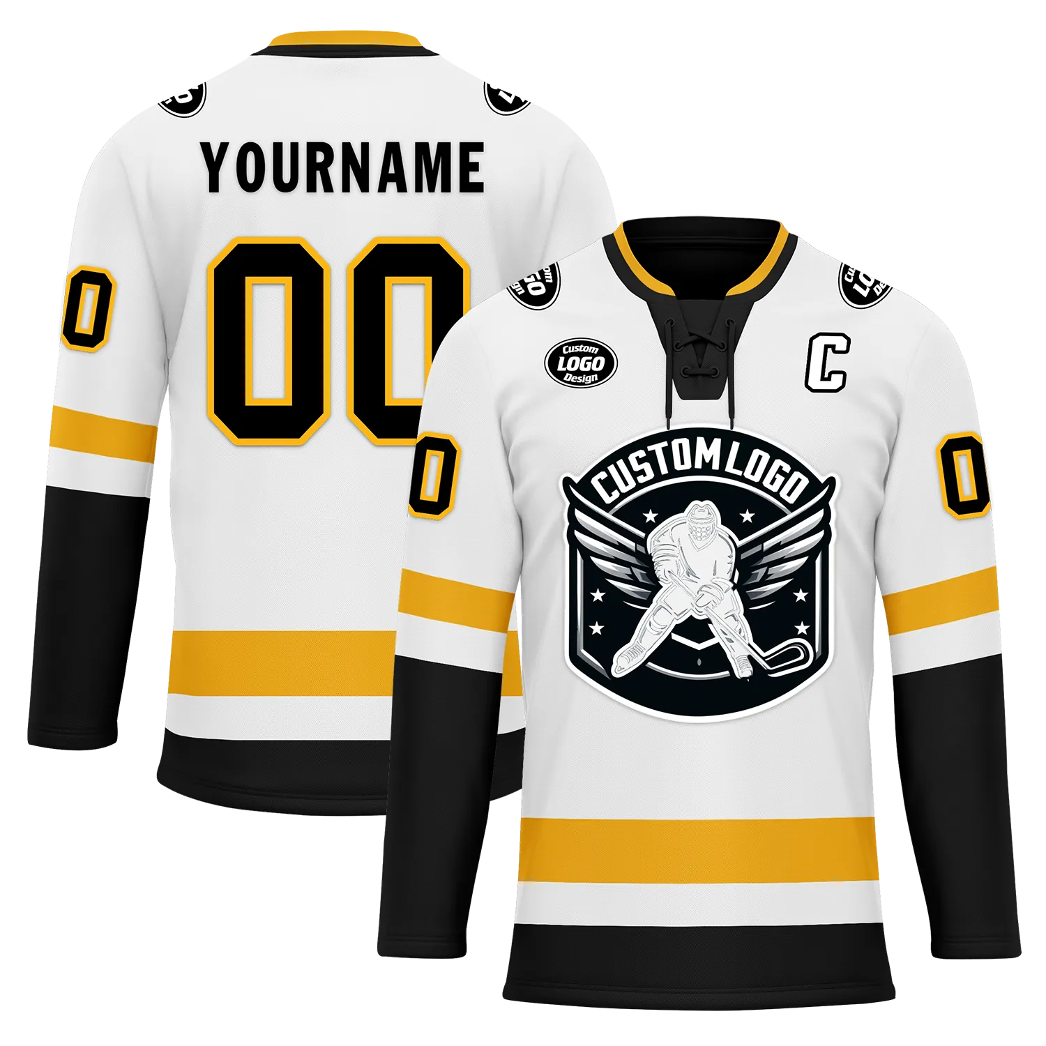 Custom White Black Personalized Hockey Jersey HCKJ01-D0a70a0