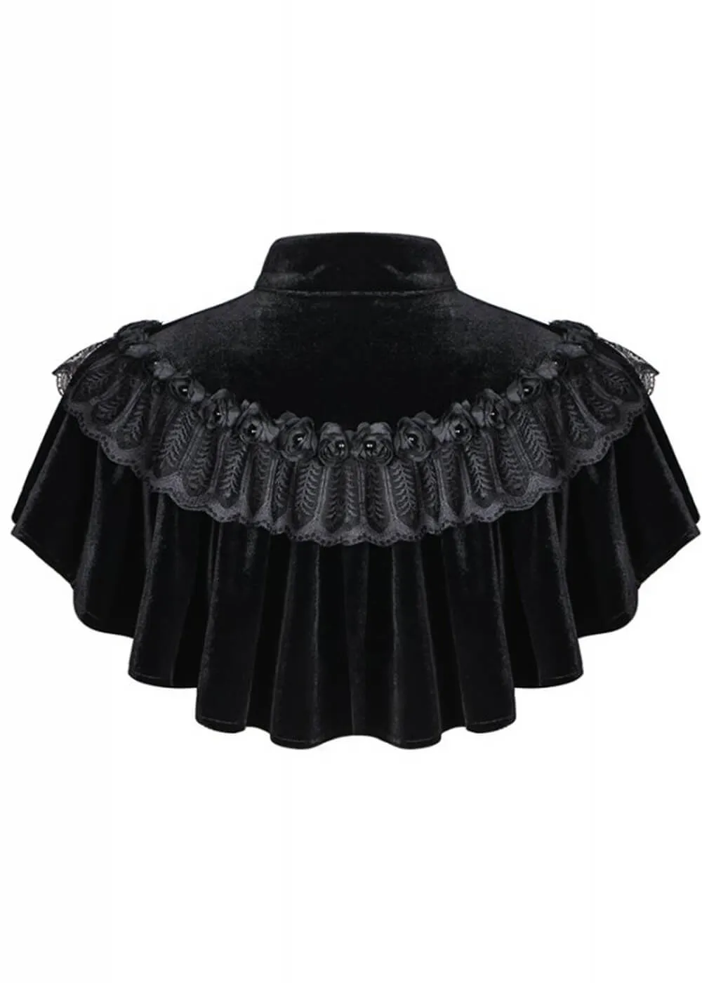 Dark In Love Rose Buds Velvet Cape Black