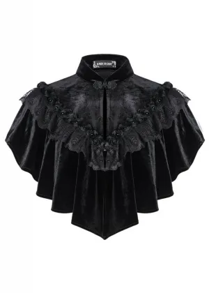 Dark In Love Rose Buds Velvet Cape Black