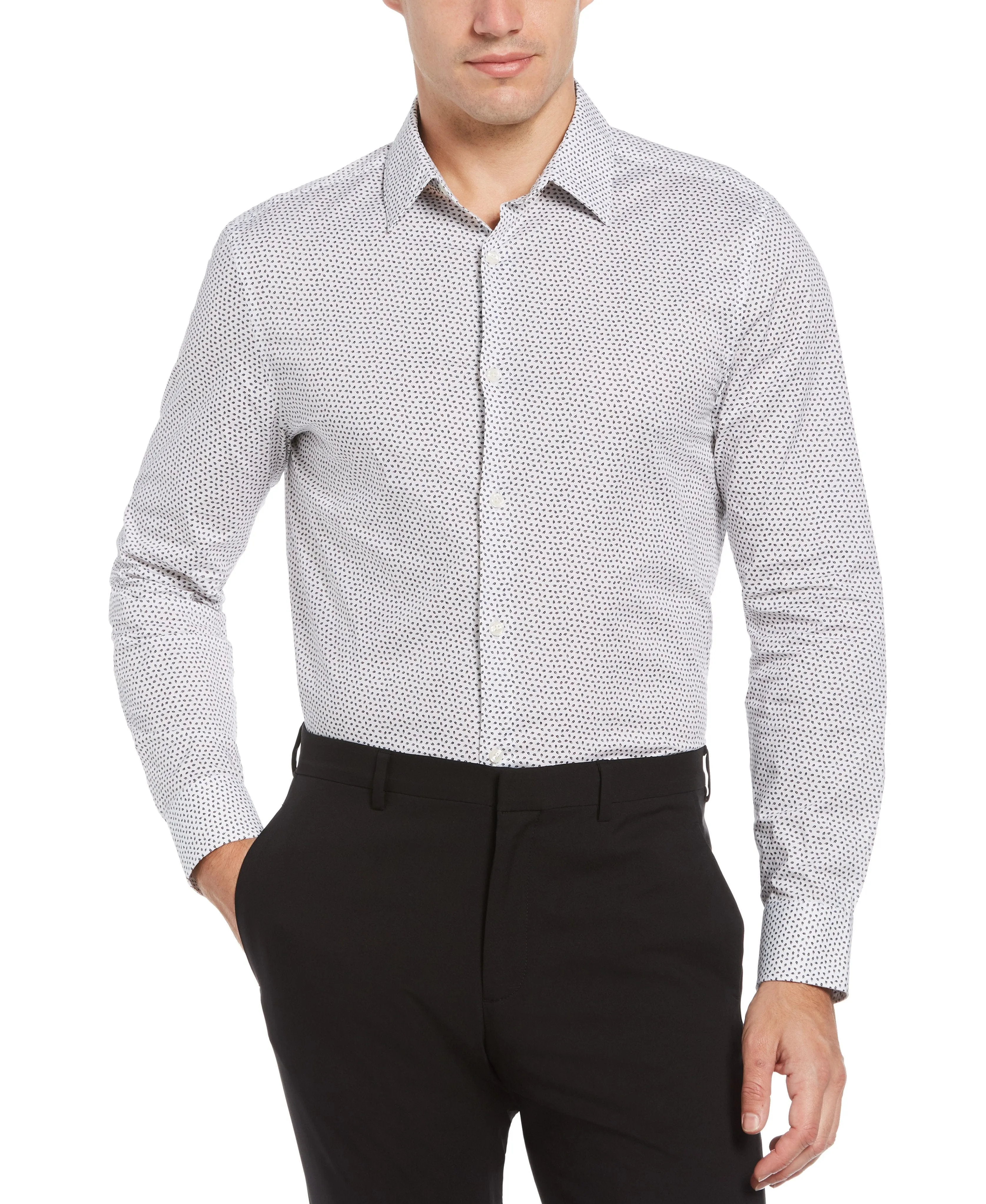 Ditsy Floral Print Stretch Shirt