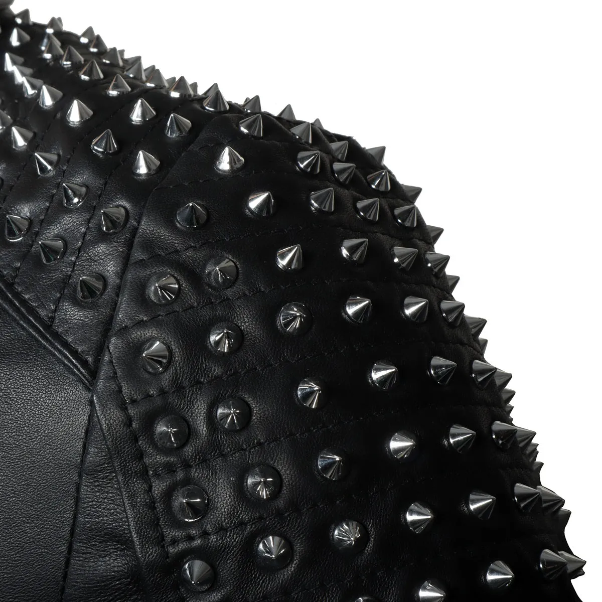 Dual Buckle Studded Black Leather with slanted zip Closure Men's Jacket By Brune & Bareskin