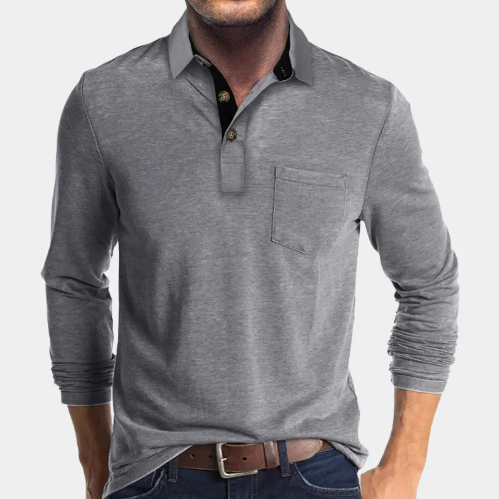 Elegant Men's Long Sleeve Shirt with Collar for Casual Outfits