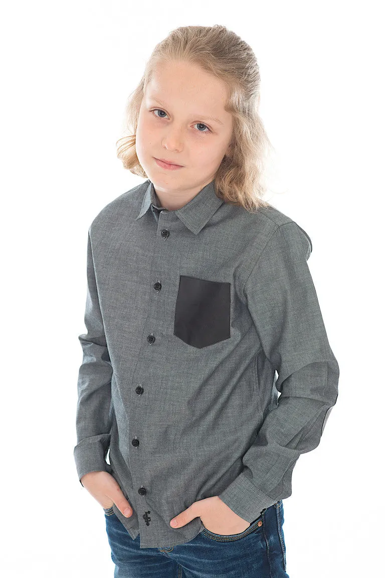 Father Sons Boys Grey & Black Leather Pocket - FSB014 (LAST CHANCE)