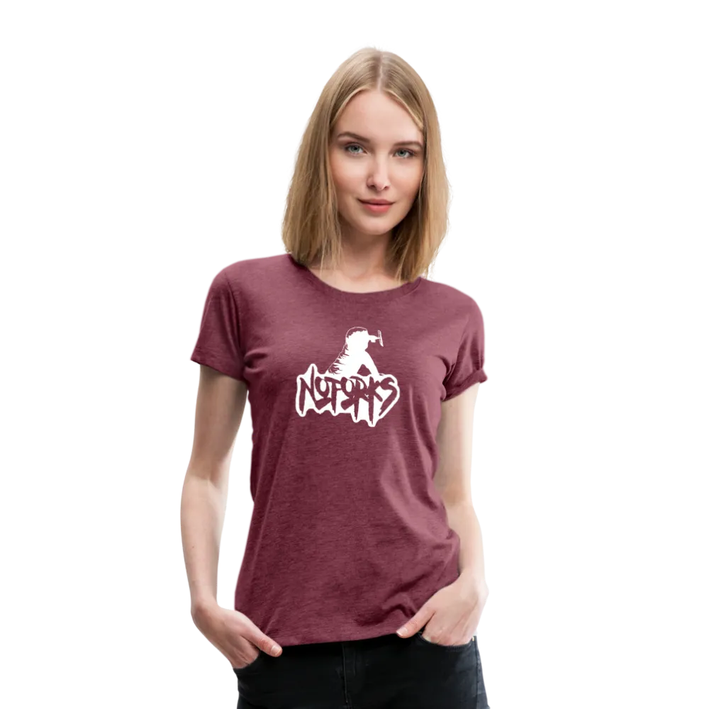 Fork Off in Style – No Forks Women’s Premium Tee (White Logo)