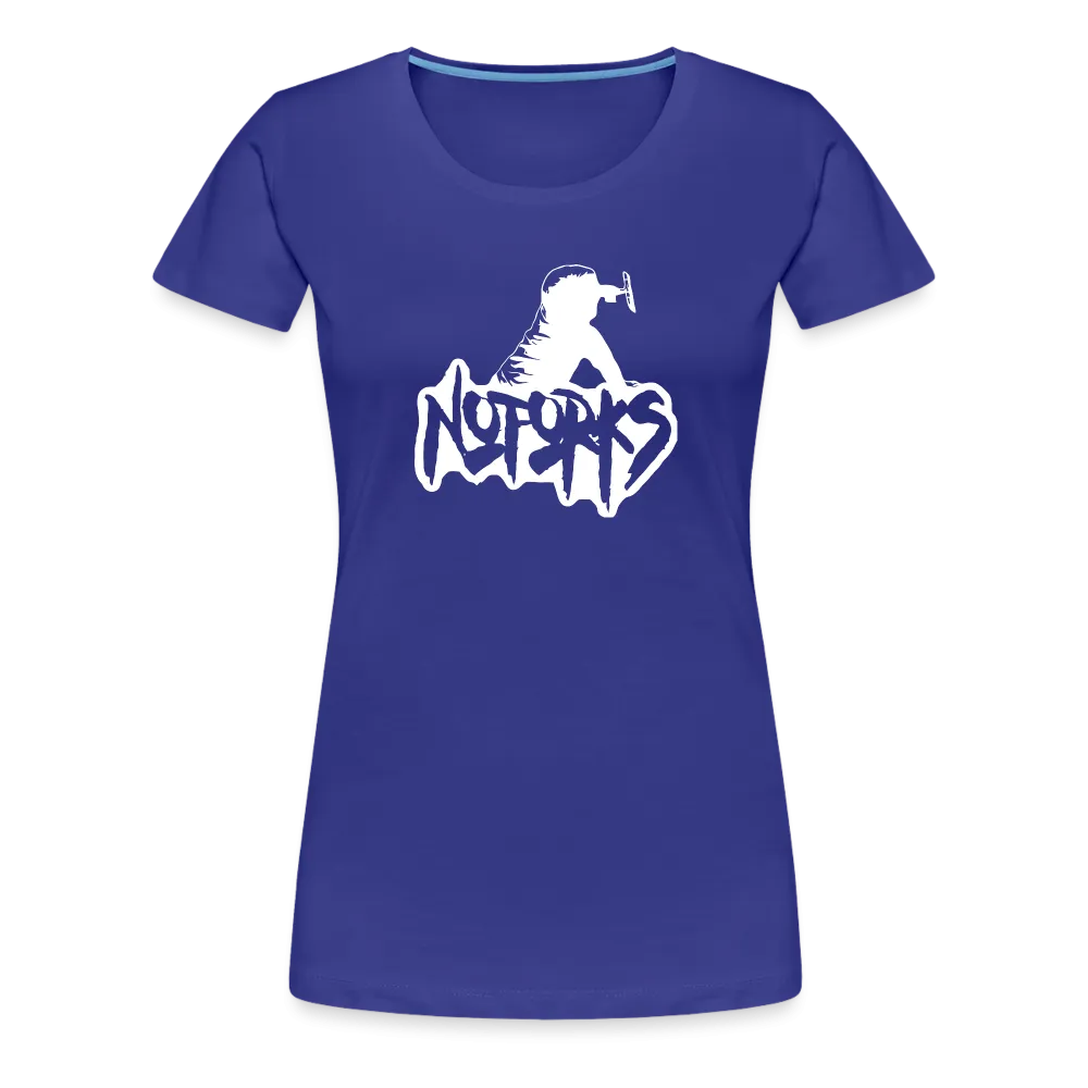 Fork Off in Style – No Forks Women’s Premium Tee (White Logo)