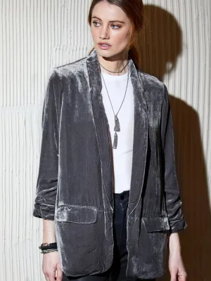 go velvet scrunch sleeve jacket