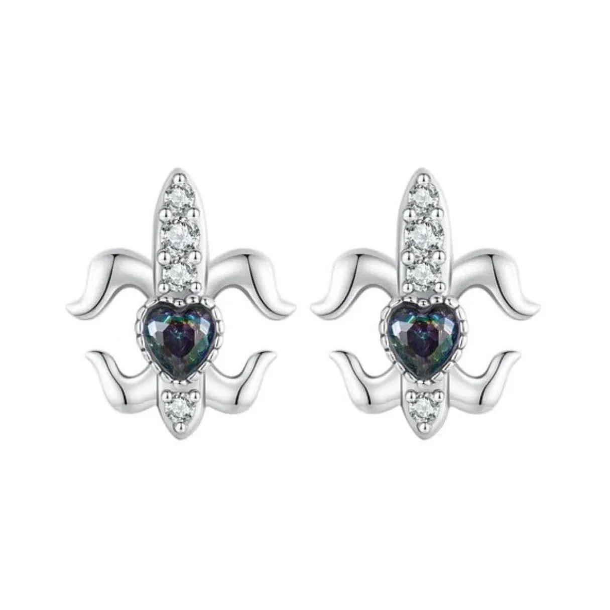 Gothic Stud Earrings with Black Diamond