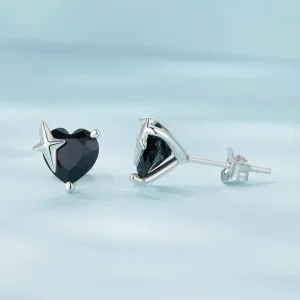 Gothic Stud Earrings with Black Diamond