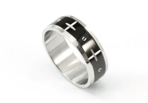Gothic Two Tone Cross Men's Ring Band