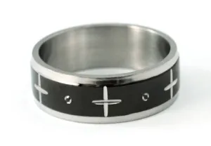 Gothic Two Tone Cross Men's Ring Band