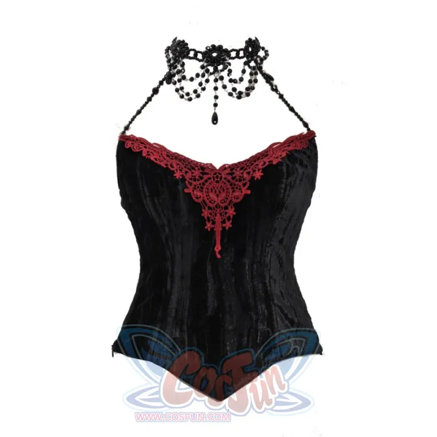 Gothic Velvet Fishbone Corset Halloween 3-Piece Set S22987
