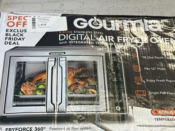 Gourmia 6-Slice Digital Toaster Oven Air Fryer, with 18 One-Touch Presets & Temp Probe, Stainless Steel - new