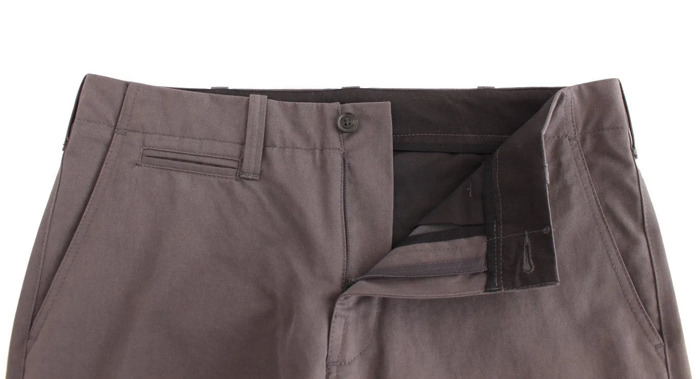 Gray Cotton Straight Fit Chinos Pants