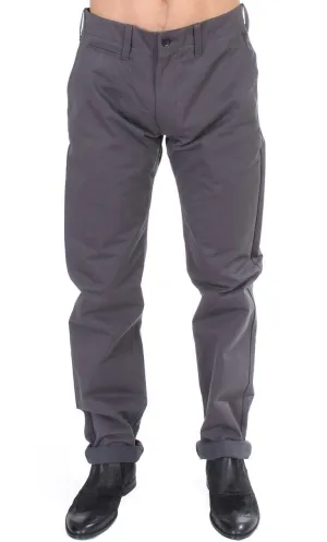 Gray Cotton Straight Fit Chinos Pants