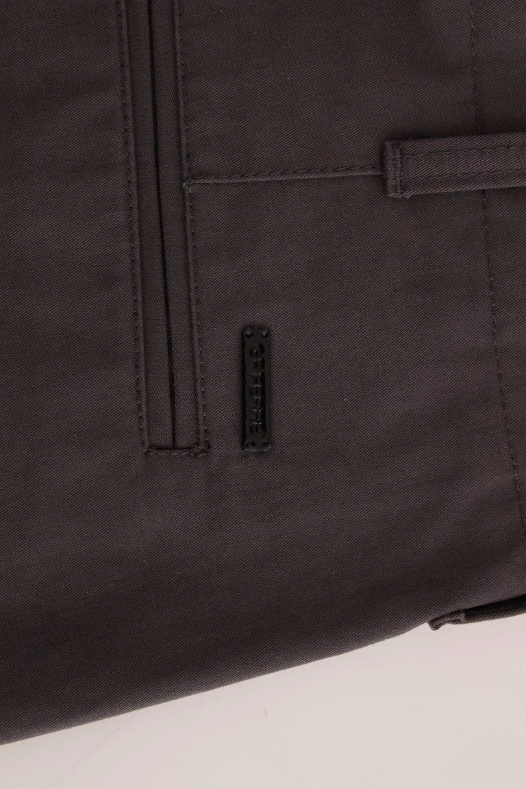 Gray Cotton Straight Fit Chinos Pants
