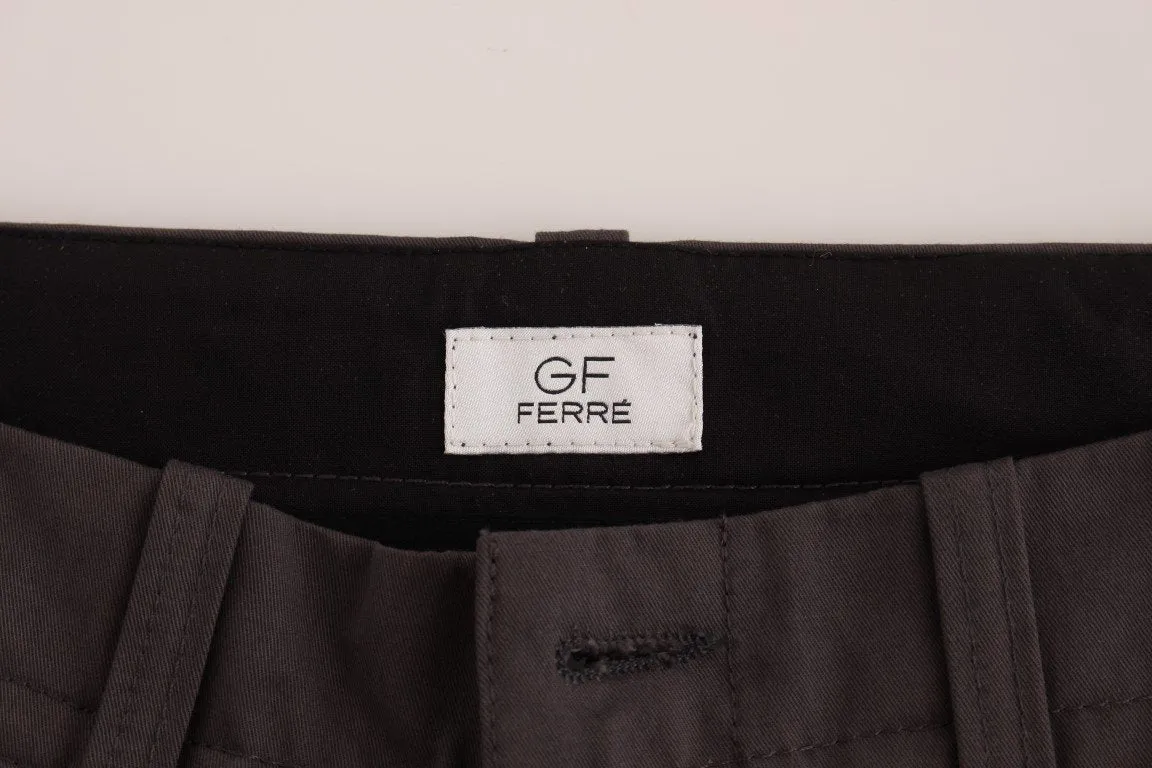 Gray Cotton Straight Fit Chinos Pants