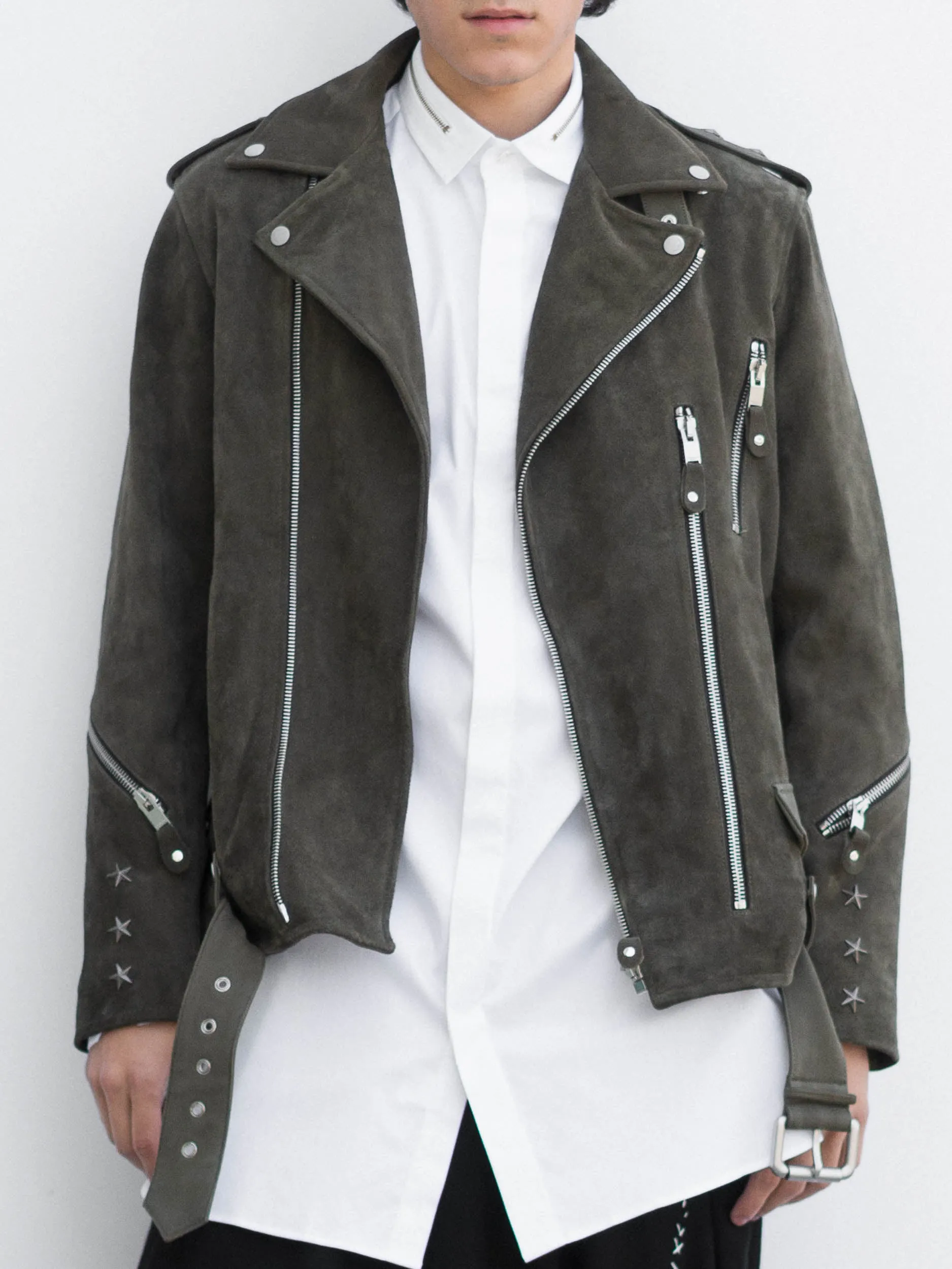 Green Suede Biker Jacket