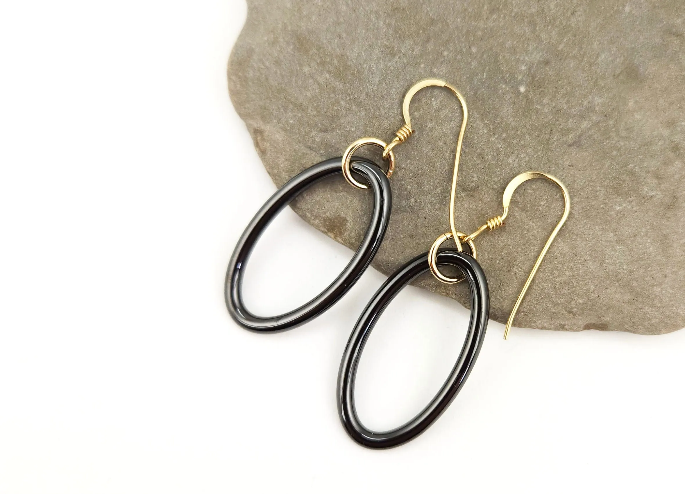 Gunmetal Hematite Oval Earrings