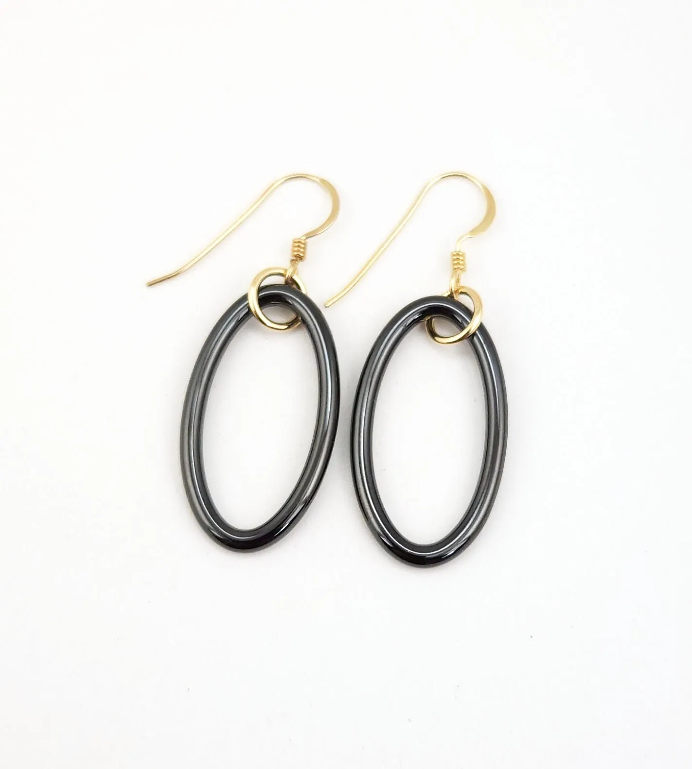 Gunmetal Hematite Oval Earrings