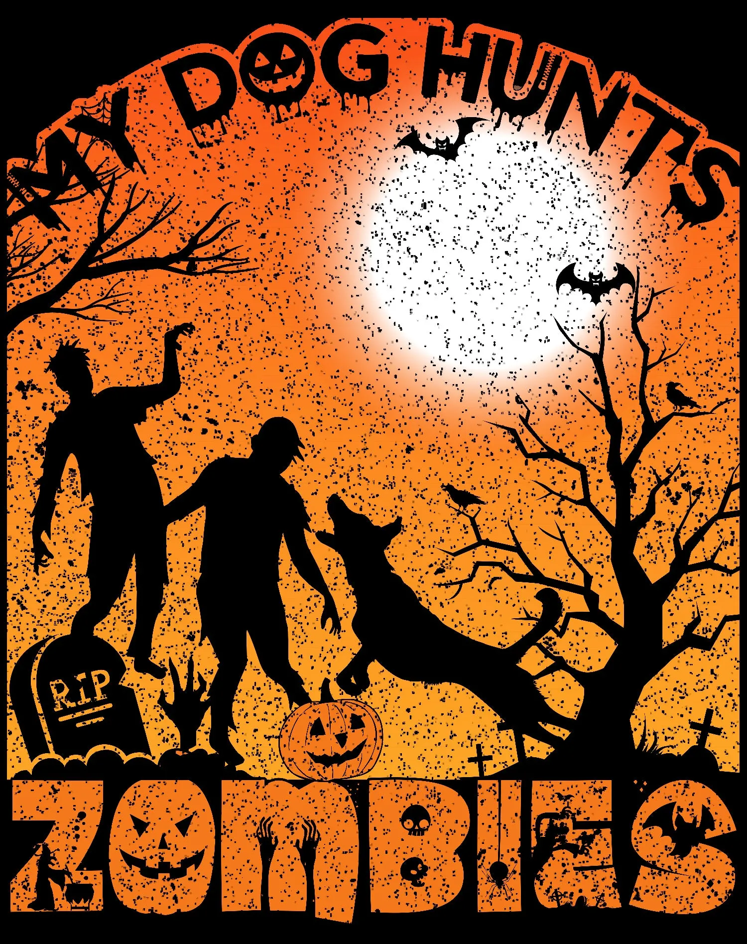 Halloween Horror My Dog Hunts Zombies Graveyard Scary Funny Official Men's T-shirt