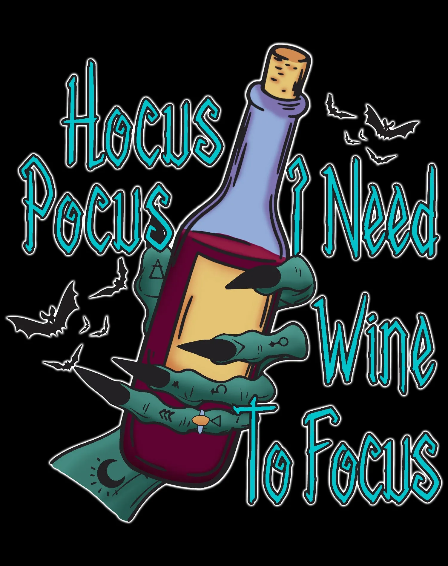 Halloween Occult Hocus Pocus I Need Wine To Focus Official Men's T-shirt