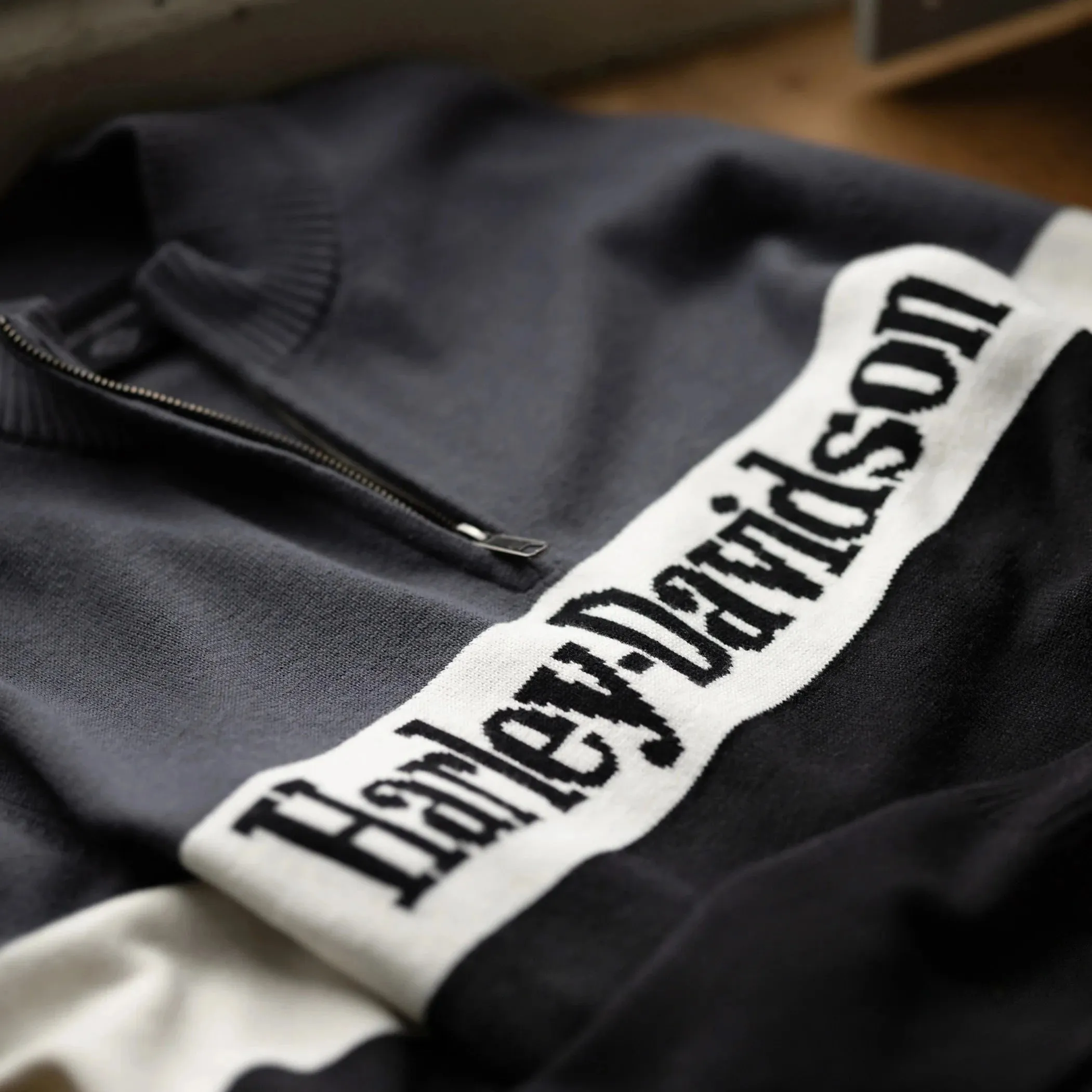 Harley-Davidson® Men's Darting 1/4 Zip Sweater - Colorblocked - Black Beauty