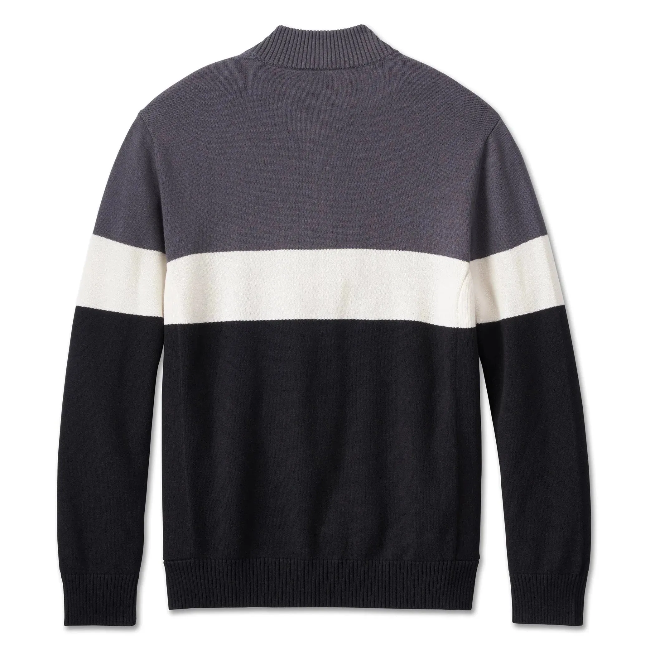 Harley-Davidson® Men's Darting 1/4 Zip Sweater - Colorblocked - Black Beauty