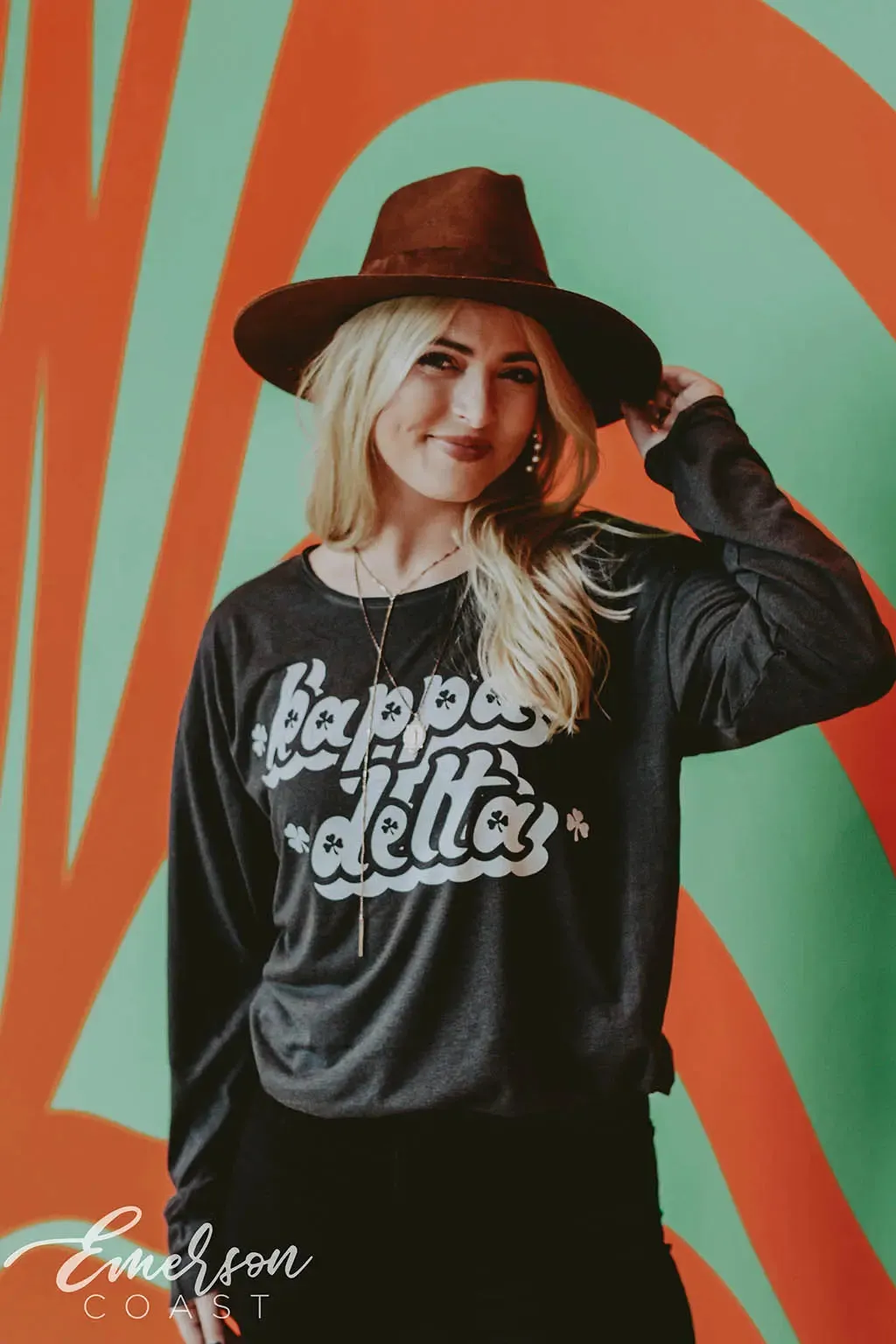 Kappa Delta PR Raw Neck Long Sleeve Tee