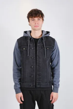Knit Sleeve Denim Jacket