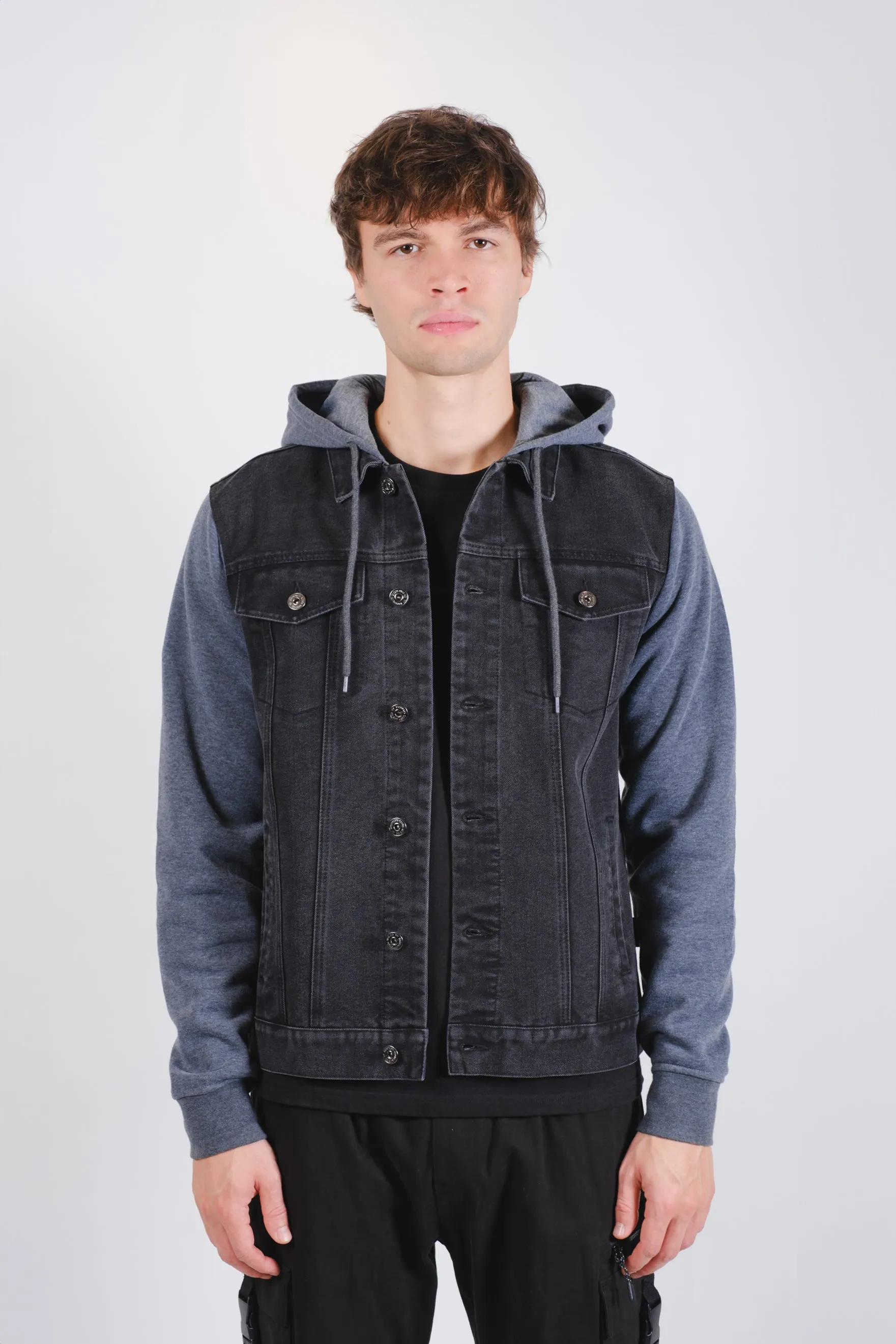Knit Sleeve Denim Jacket