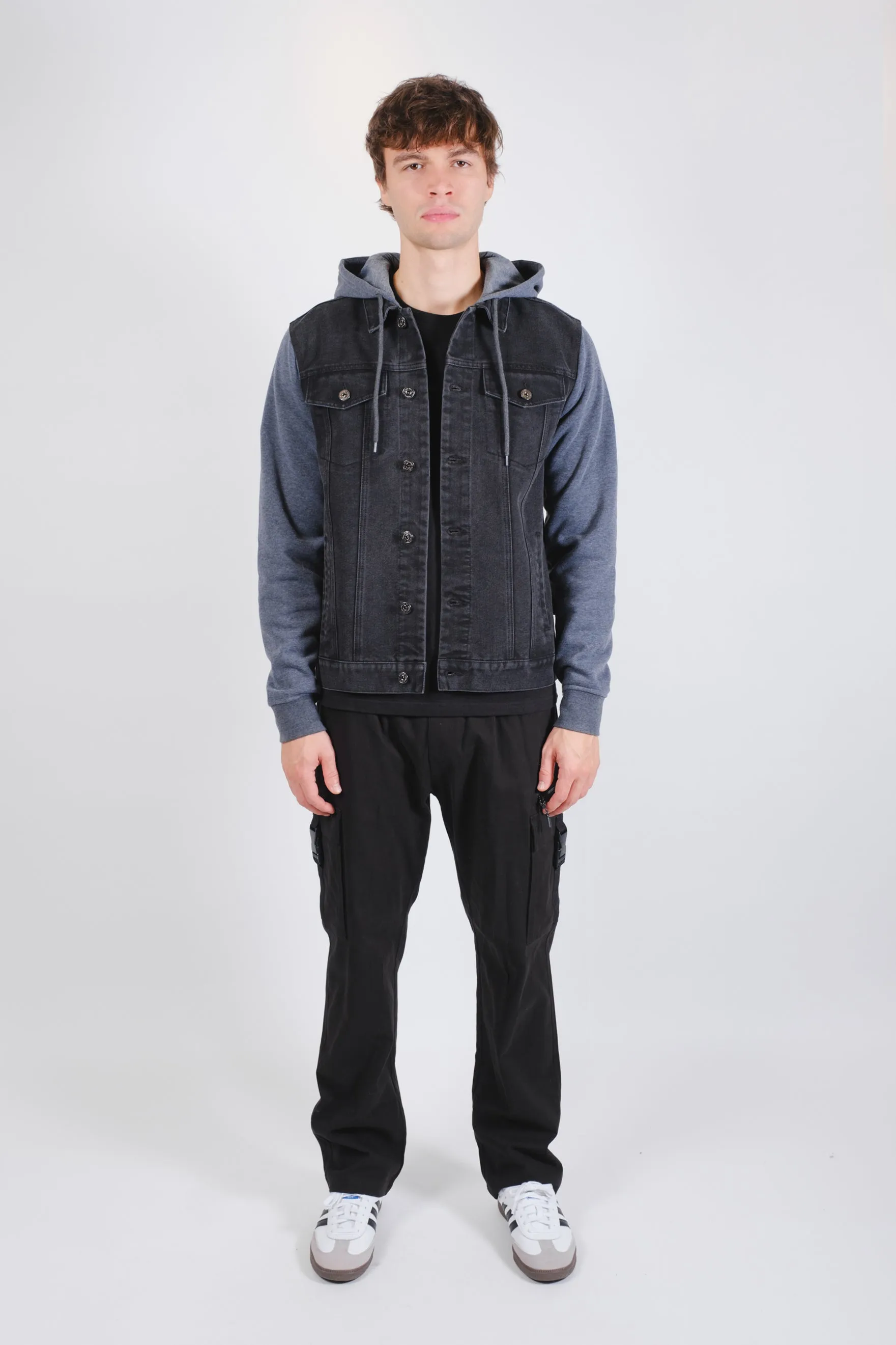 Knit Sleeve Denim Jacket
