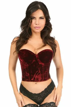 Lavish Dark Red Crushed Velvet Underwire Bustier