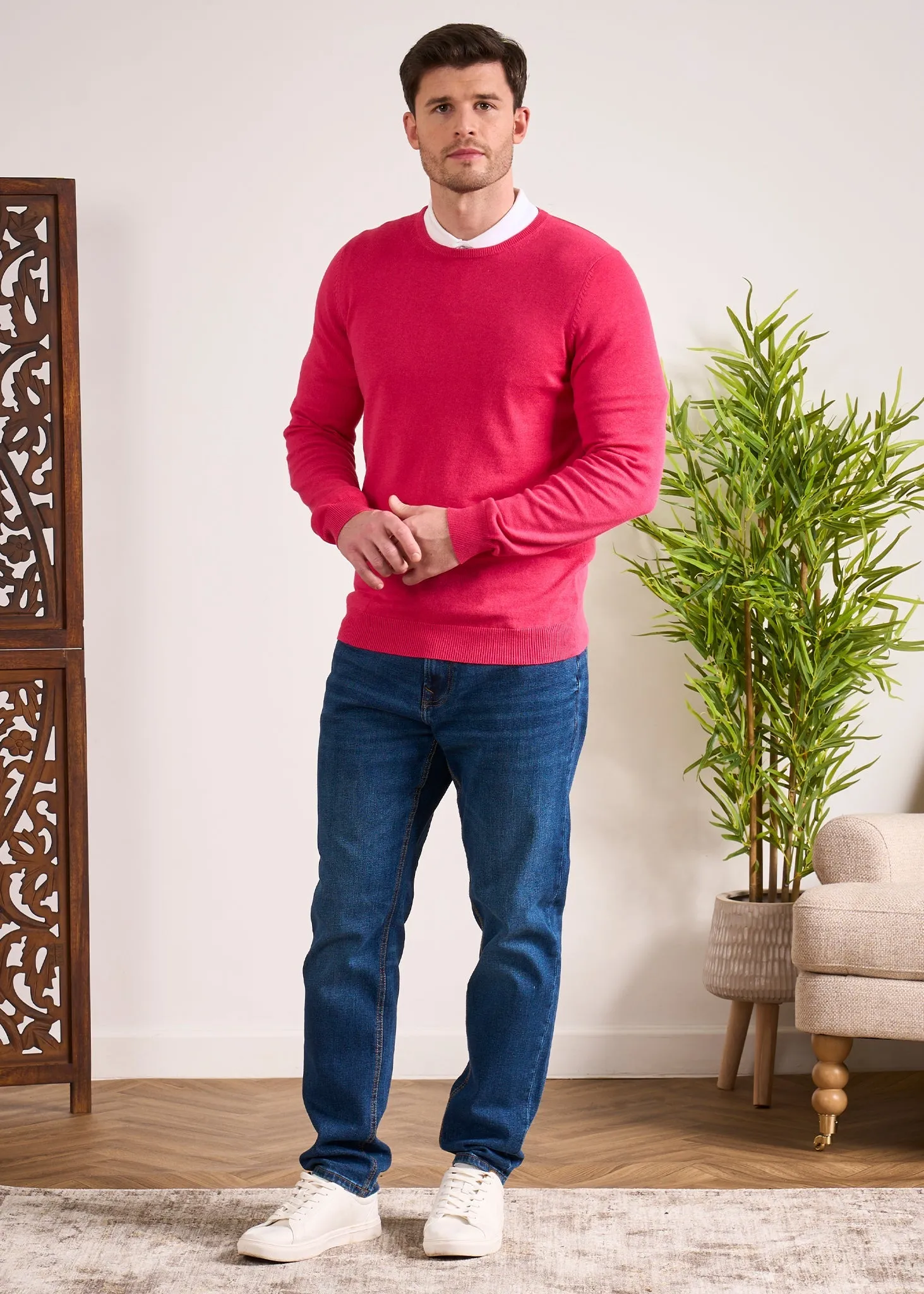 Leysmill Cotton Cashmere Jumper In Raspberry