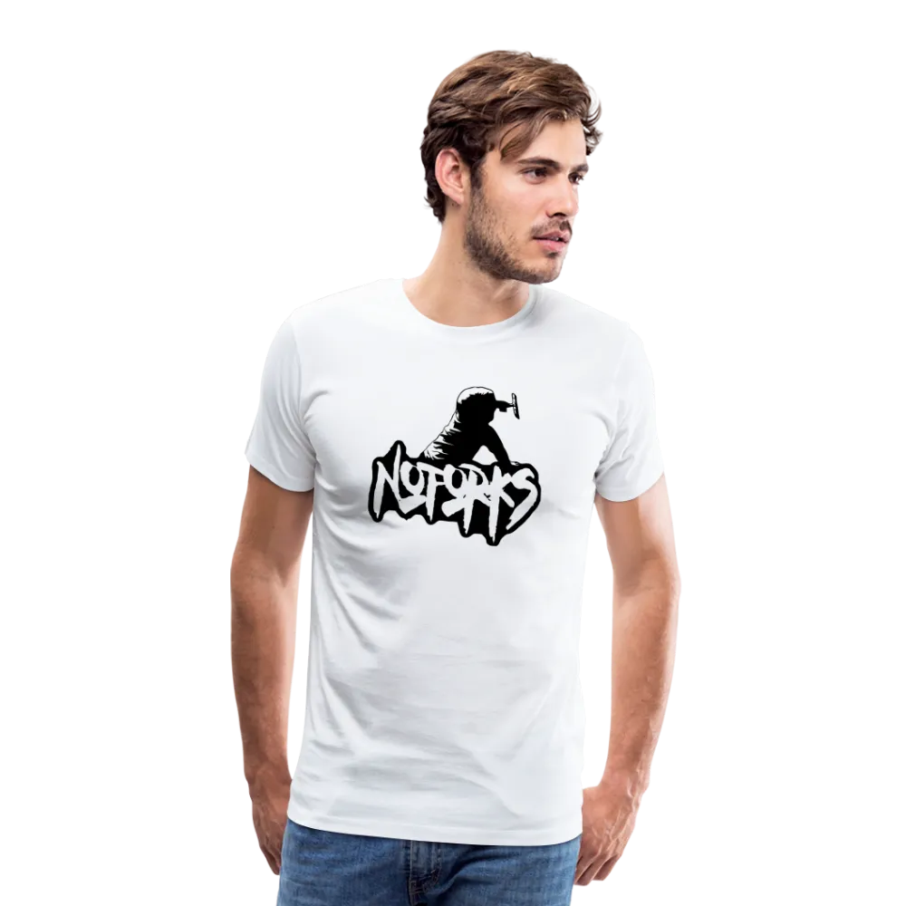 Light but Loud – No Forks Men’s Premium Tee (Black Logo Edition)