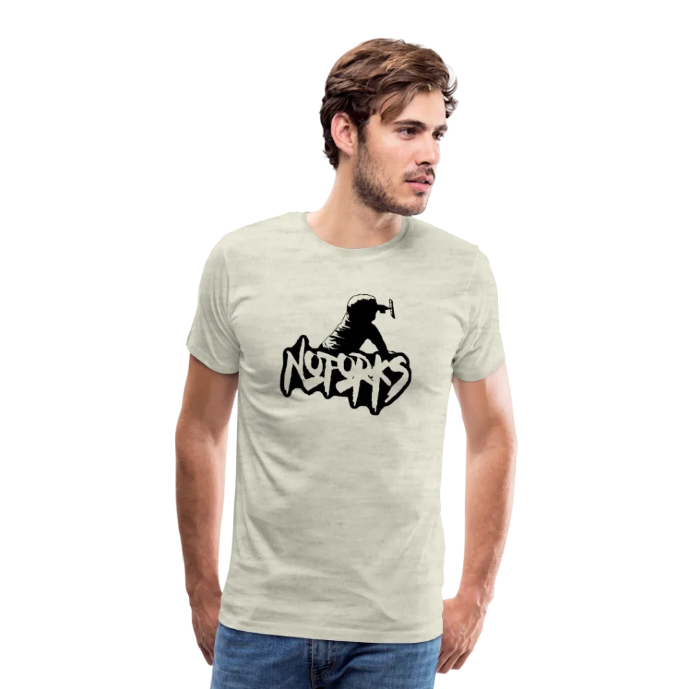 Light but Loud – No Forks Men’s Premium Tee (Black Logo Edition)