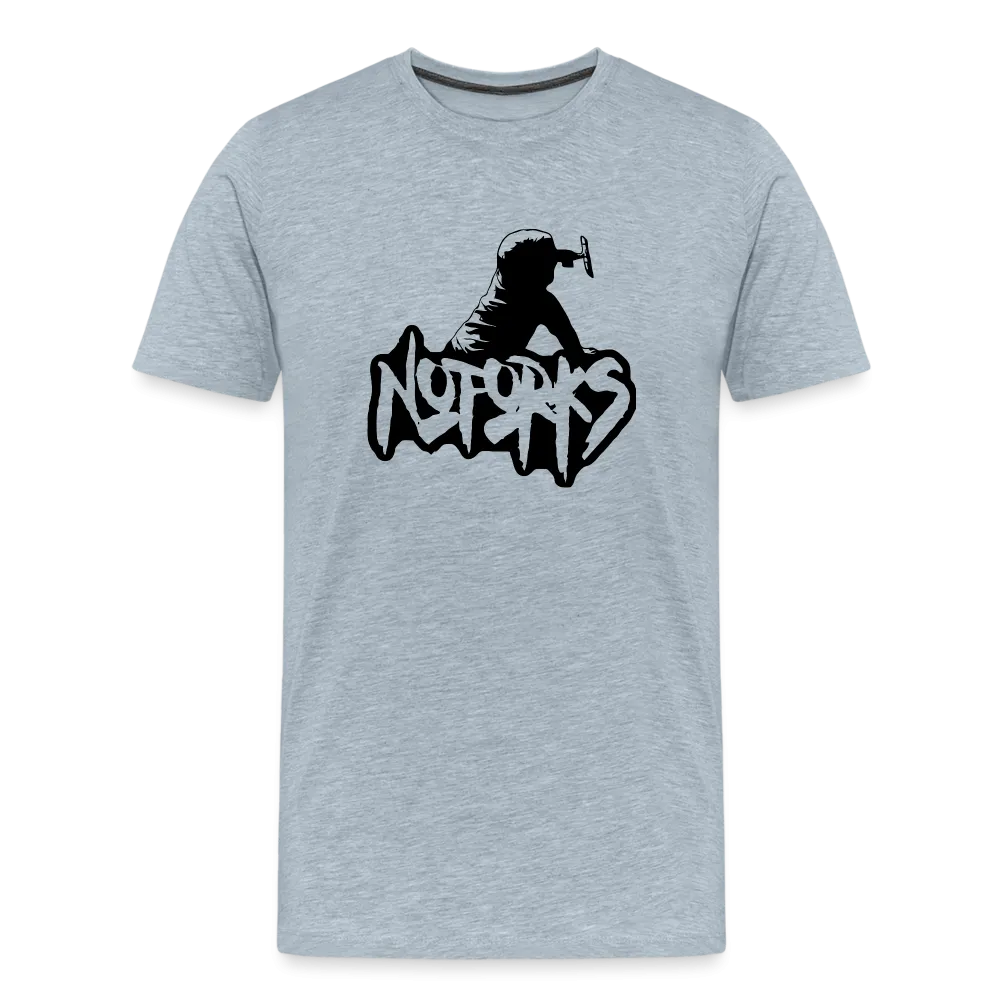 Light but Loud – No Forks Men’s Premium Tee (Black Logo Edition)